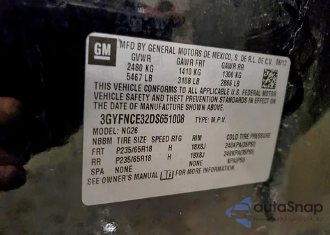 2013 Cadillac Srx Luxury Collection из США, поврежденный, VIN 3GYFNCE32DS651008